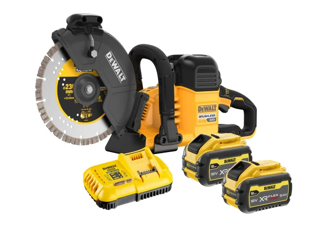 Dewalt DCS691X2 54V XR FLEXVOLT Brushless 230mm Cut Off Saw - Full Kit - 2x 9.0Ah XR FLEXVOLT Batteries & Charger