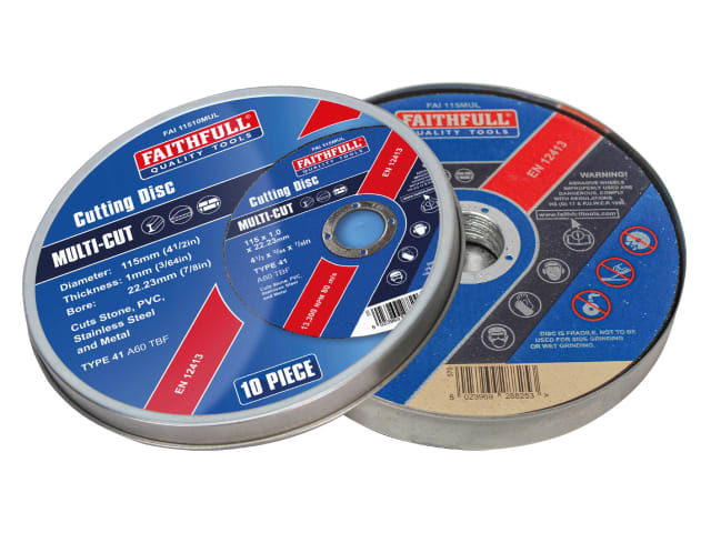 Faithfull Multi-Purpose Cutting Disc 115 x 1.0 x 22.23mm (Pack 10)