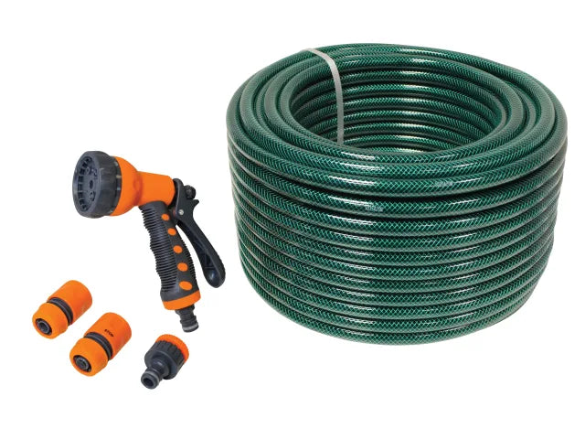 Faithfull FAIHOSE50AV PVC Garden Hose 50m with Fittings & Spray Gun