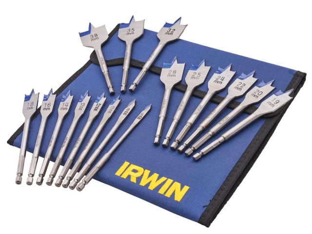 IRWIN Blue Groove 4X Flat Bit Set, 17 Piece
