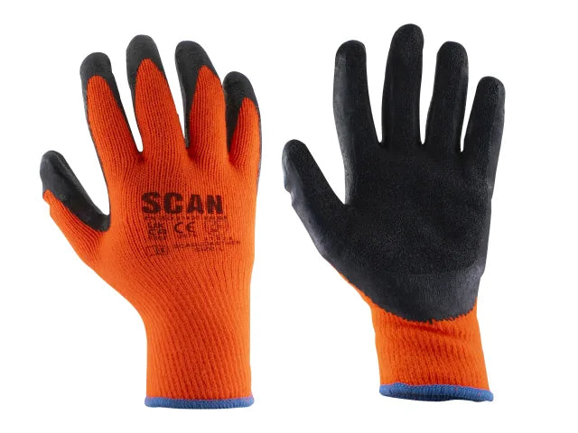 Scan Thermal Latex Coated Gloves - L (Size 9) (Pack 3)