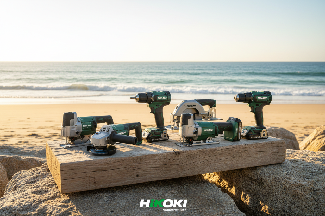 HiKOKI Power Tools on the Beach